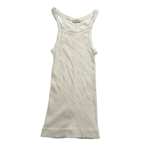 Re/Done Ribbed Tank Top in White - Picture 1 of 6
